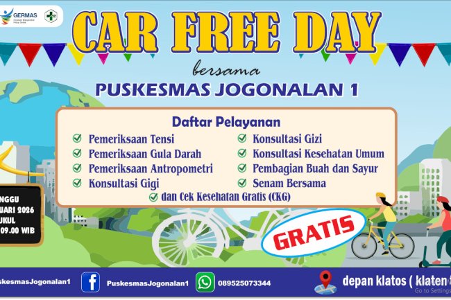 INFORMASI CAR FREE DAY (CFD) MINGGU, 04 JANUARI 2026 DI KLATOS KLATEN