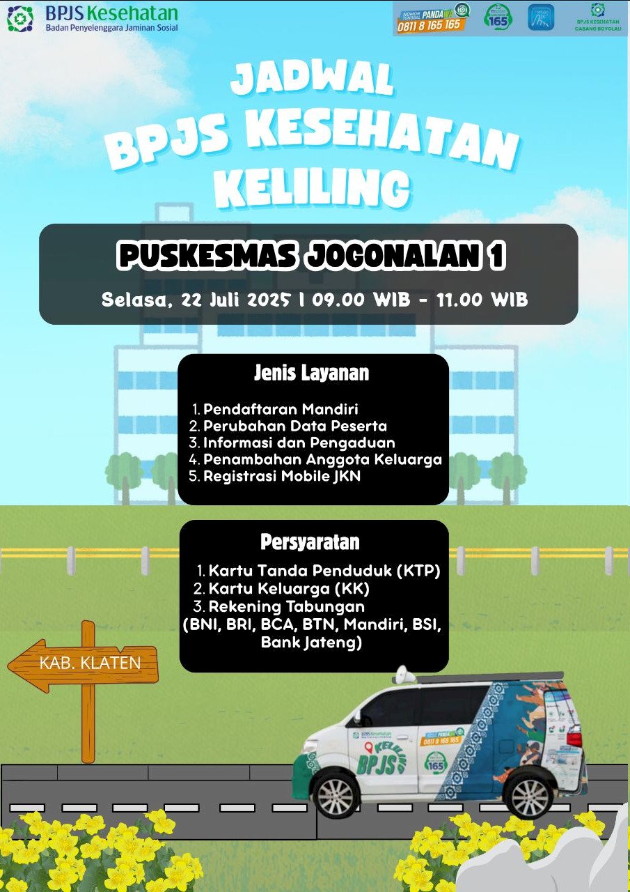 JADWAL PBJS KELILING PUSKESMAS JOGONALAN 1 BULAN JULI 2025