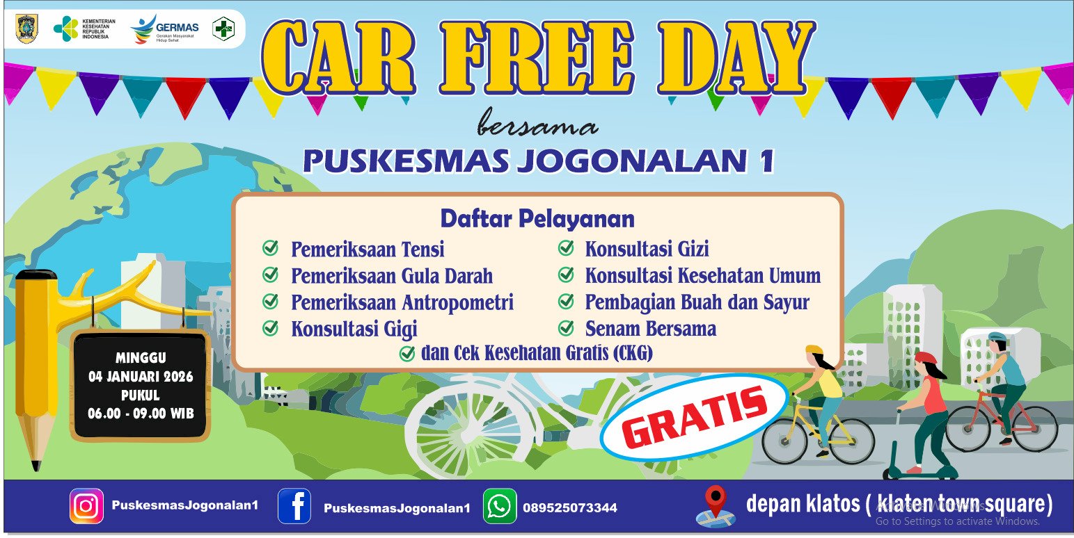 INFORMASI CAR FREE DAY (CFD) MINGGU, 04 JANUARI 2026 DI KLATOS KLATEN